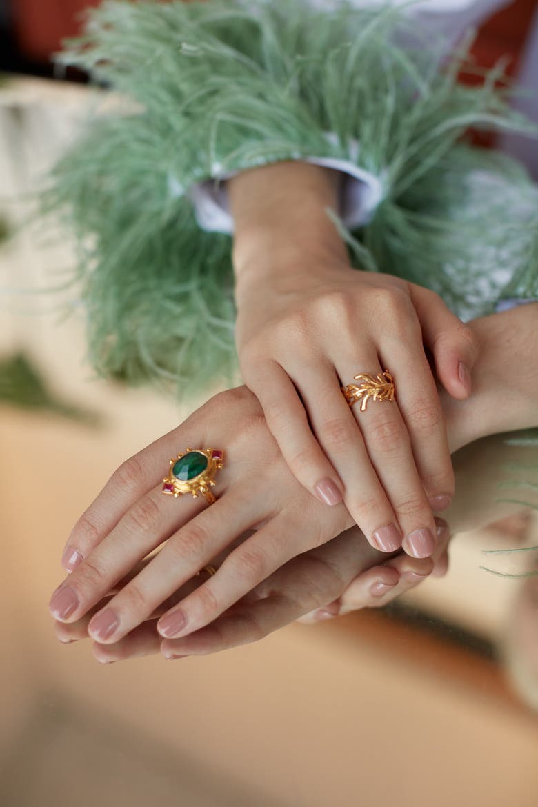 Raina Emerald and Pink Crystal Ring, Alternate, color, Gold