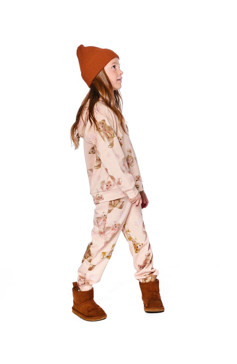 Deux par Deux Glittering French Terry Hoodie Teddy Bear, Alternate, color,