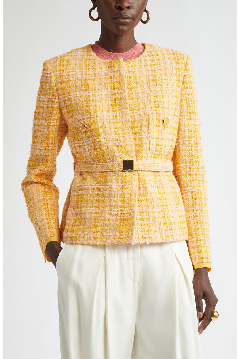 Italian Slubbed Tweed Knit Belted Jacket, Main, color, SONORA/ DUNE MULTI