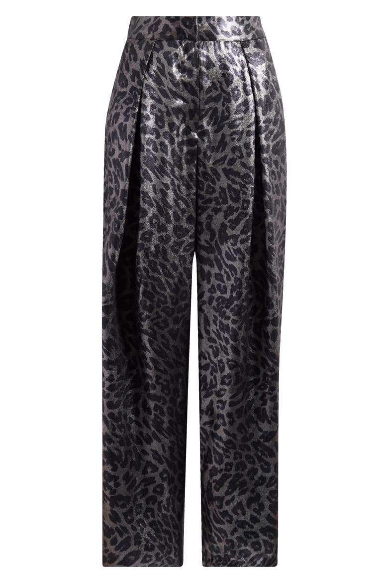 Metallic Wide Leg Pants, Alternate, color, RICH BLACK