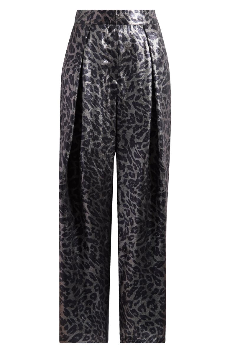 Vince Camuto Metallic Wide Leg Pants, Alternate, color, Rich Black