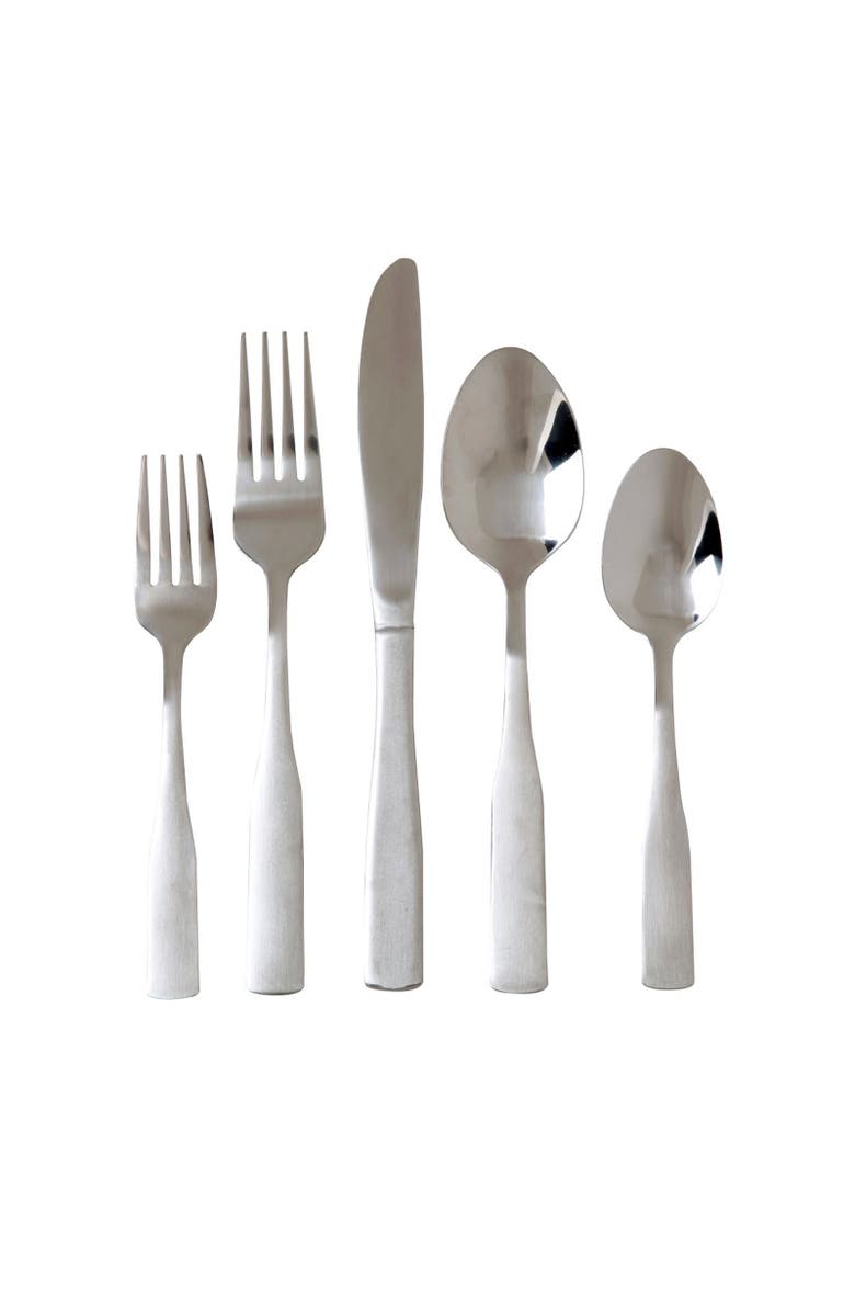 Gibson Home Abbeville 61 Piece Stainless Steel Flatware Set with Wire Caddy, Alternate, color, Metallic Silver