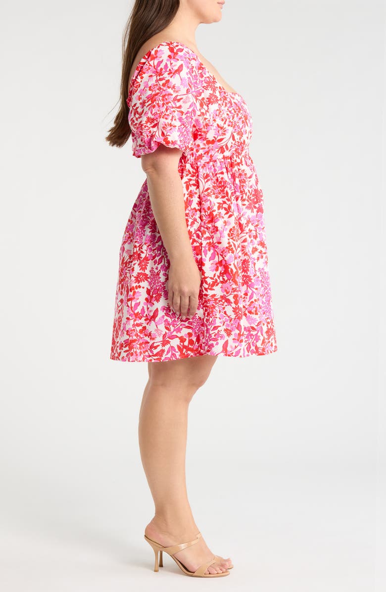 SUGARLIPS Reidy Floral Samia Smocked Minidress, Alternate, color, Pink-Red