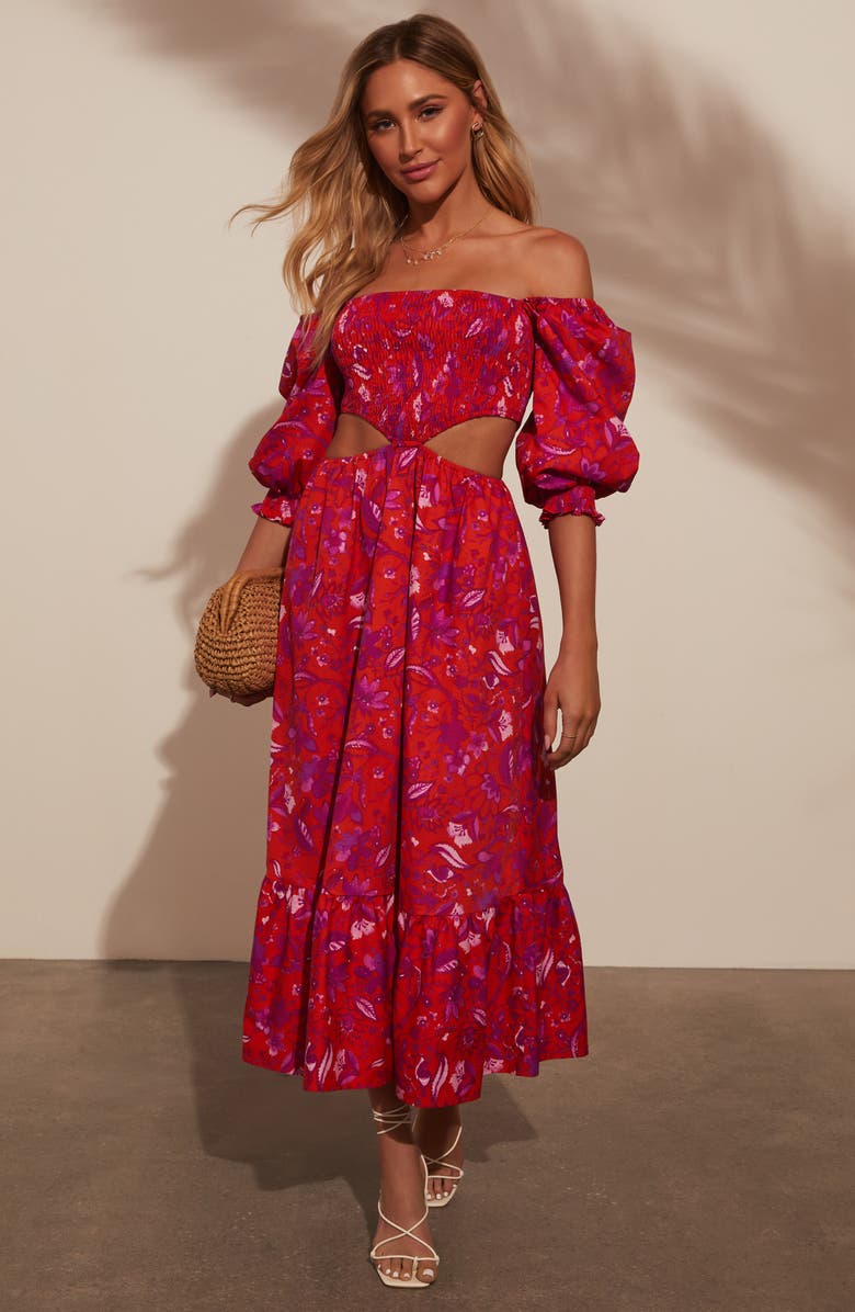 VICI Collection Iris Floral Print Puff Sleeve Dress, Alternate, color, 