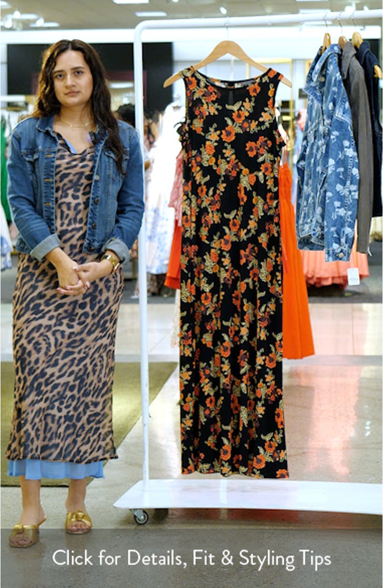 Floral Sleeveless Jersey Maxi Dress, sales video thumbnail