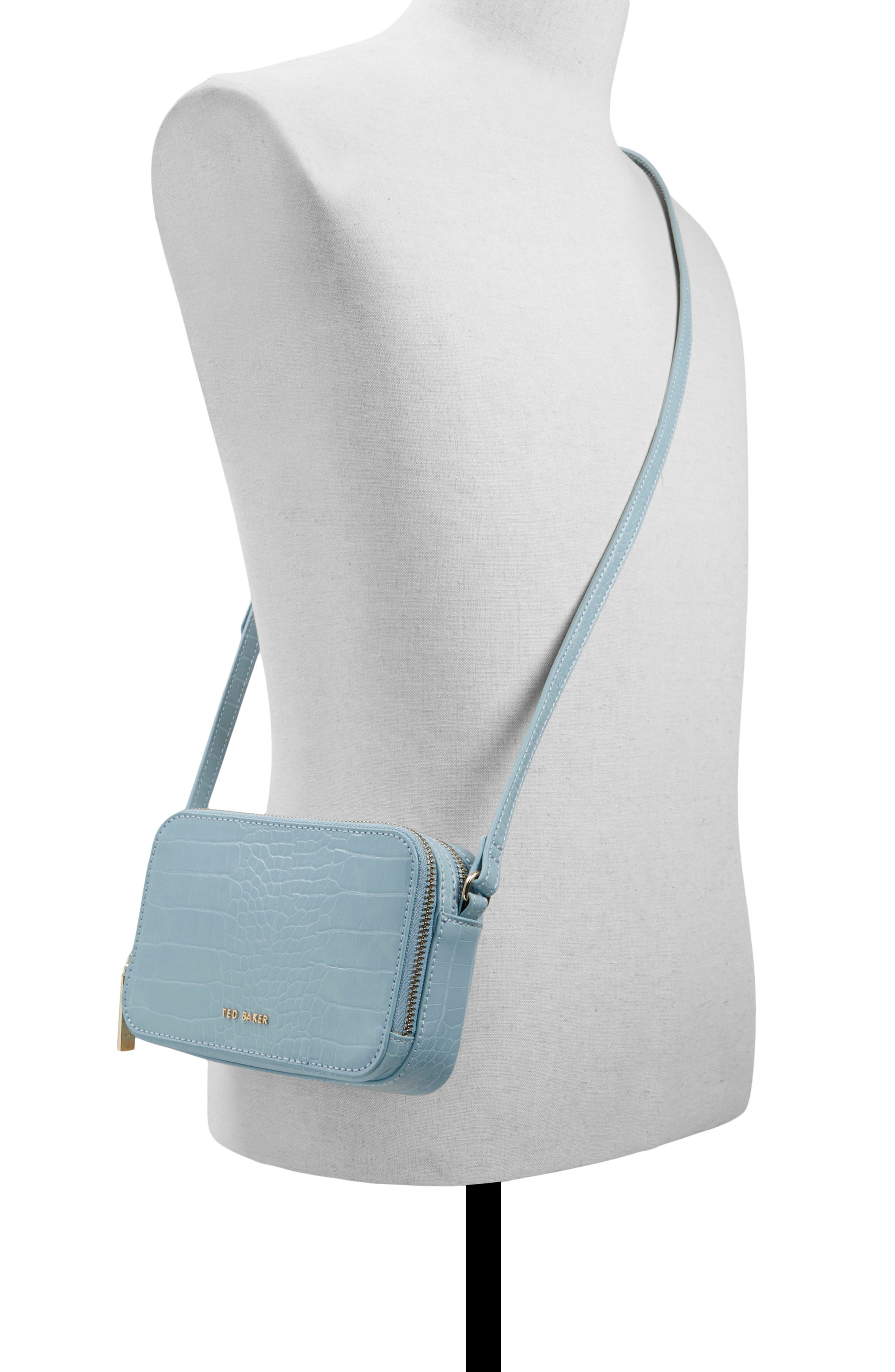 Ted Baker London Stina Croc Embossed Crossbody Bag, Alternate, color, 