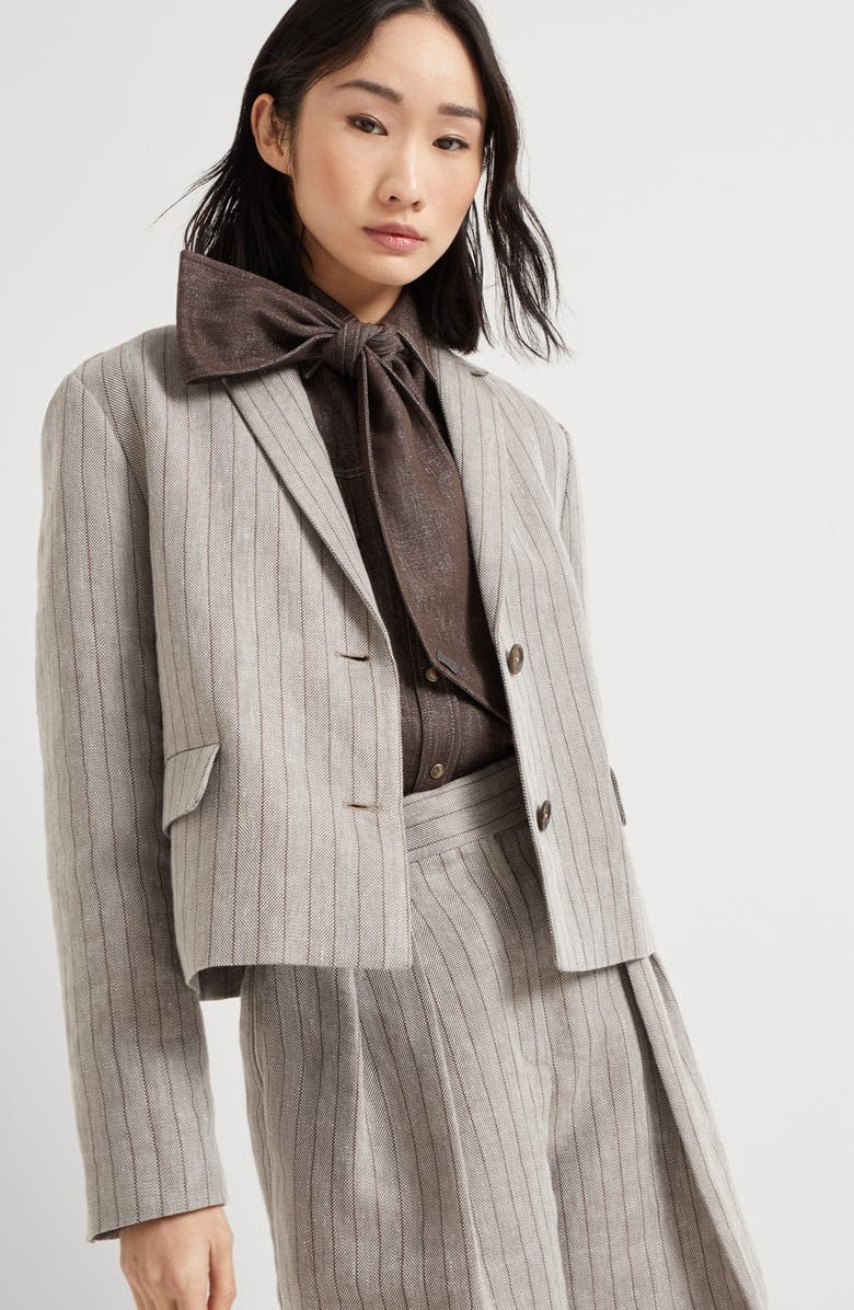 Brunello Cucinelli Cropped blazer with monili, Alternate, color, 