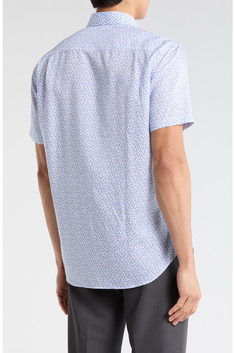 Neat Print Short Sleeve Shirt, Alternate, color, WHITE/ BLUE
