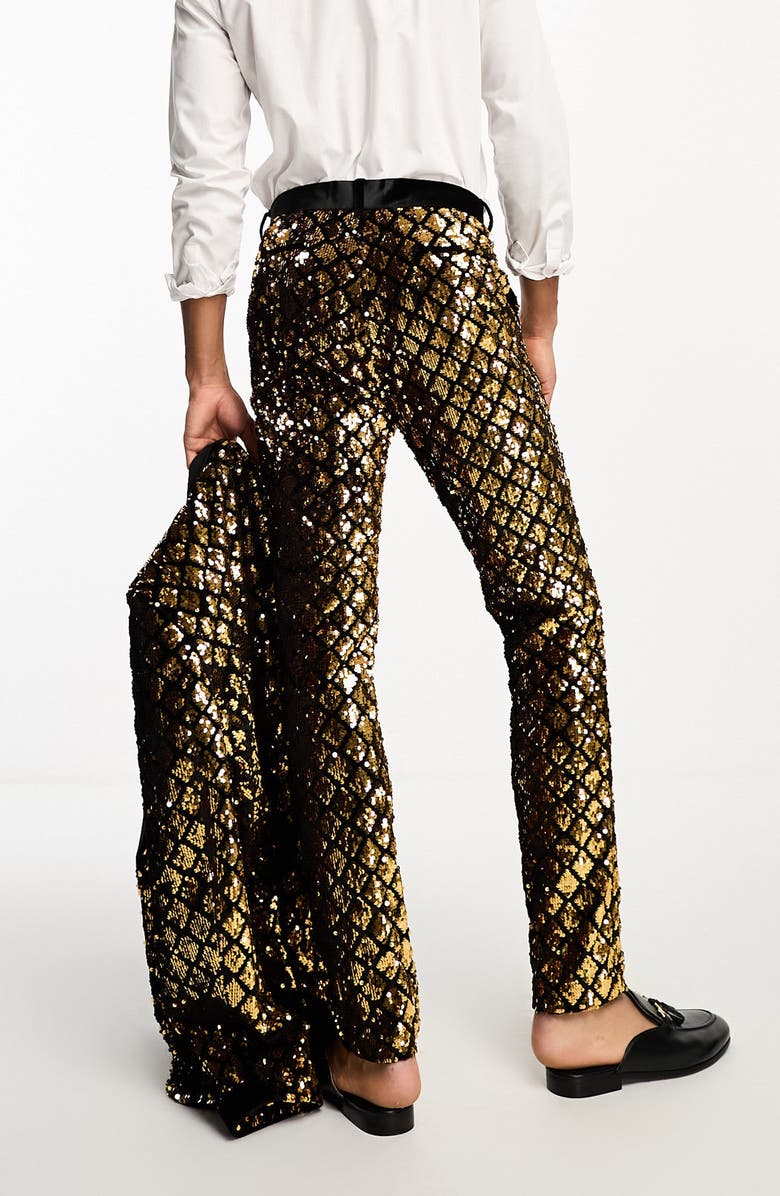 ASOS DESIGN Skinny Fit Sequin Suit Trousers, Alternate, color, 