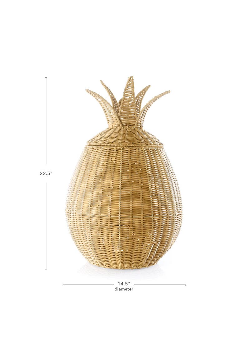 Pineapple Washable Wicker Floor Basket, Alternate, color, Brown