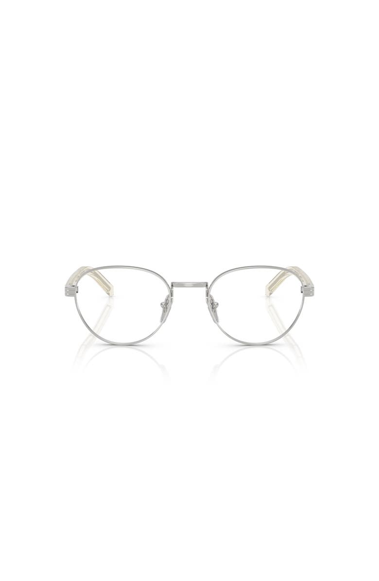 Prada 49mm Round optical glasses, Alternate, color, Silver