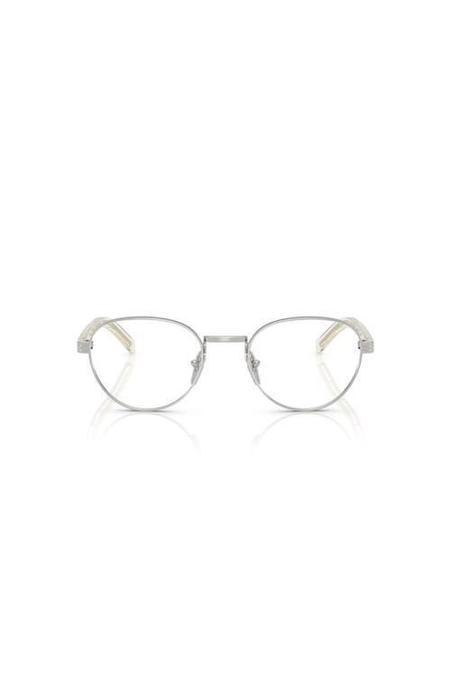 Prada 49mm Round Optical Glasses In Metallic