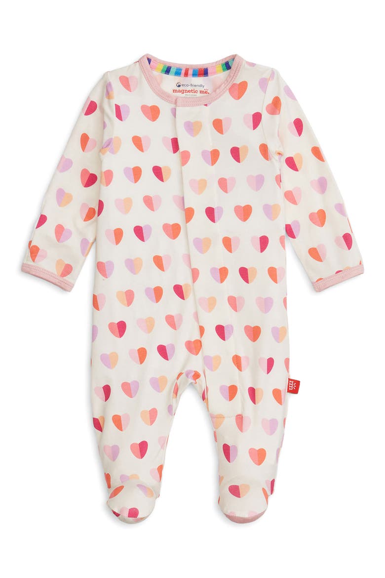 Pink Hearts Magnetic Modal Footie, Main, color, PINK XOXO