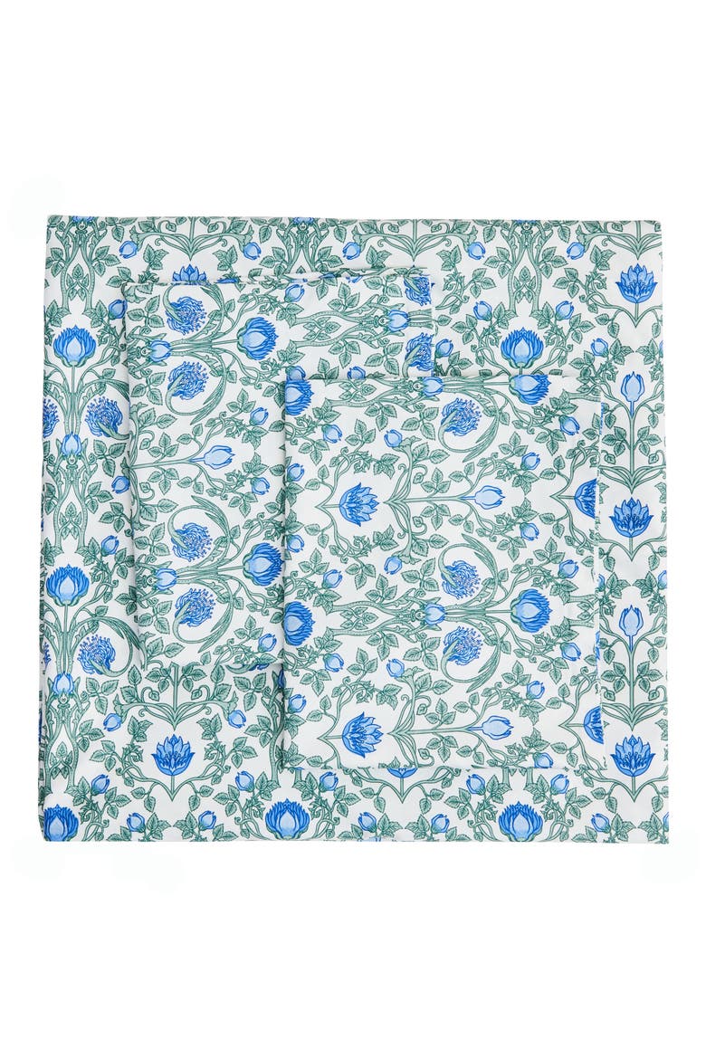 Floral Cotton Duvet & Sham Set, Main, color, BLUE