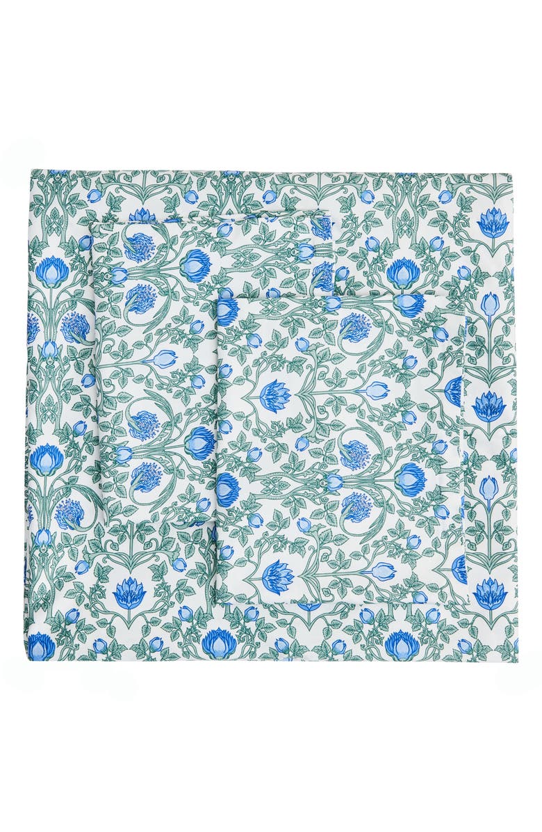 MELANGE HOME Floral Cotton Duvet & Sham Set, Main, color, Blue