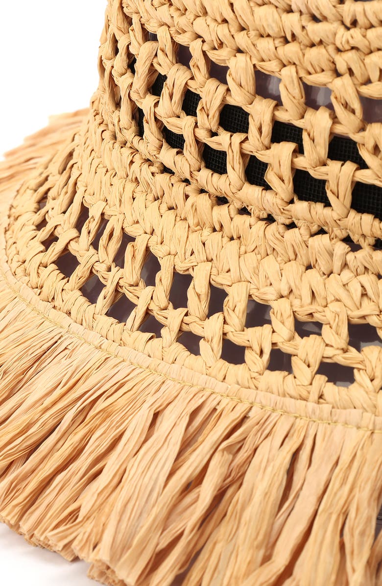 Kate Spade New York fringe spade straw cloche hat, Alternate, color, Natural