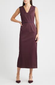 BOSS Drumialdan Virgin Wool Midi Sheath Dress