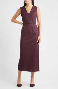 BOSS Drumialdan Virgin Wool Midi Sheath Dress