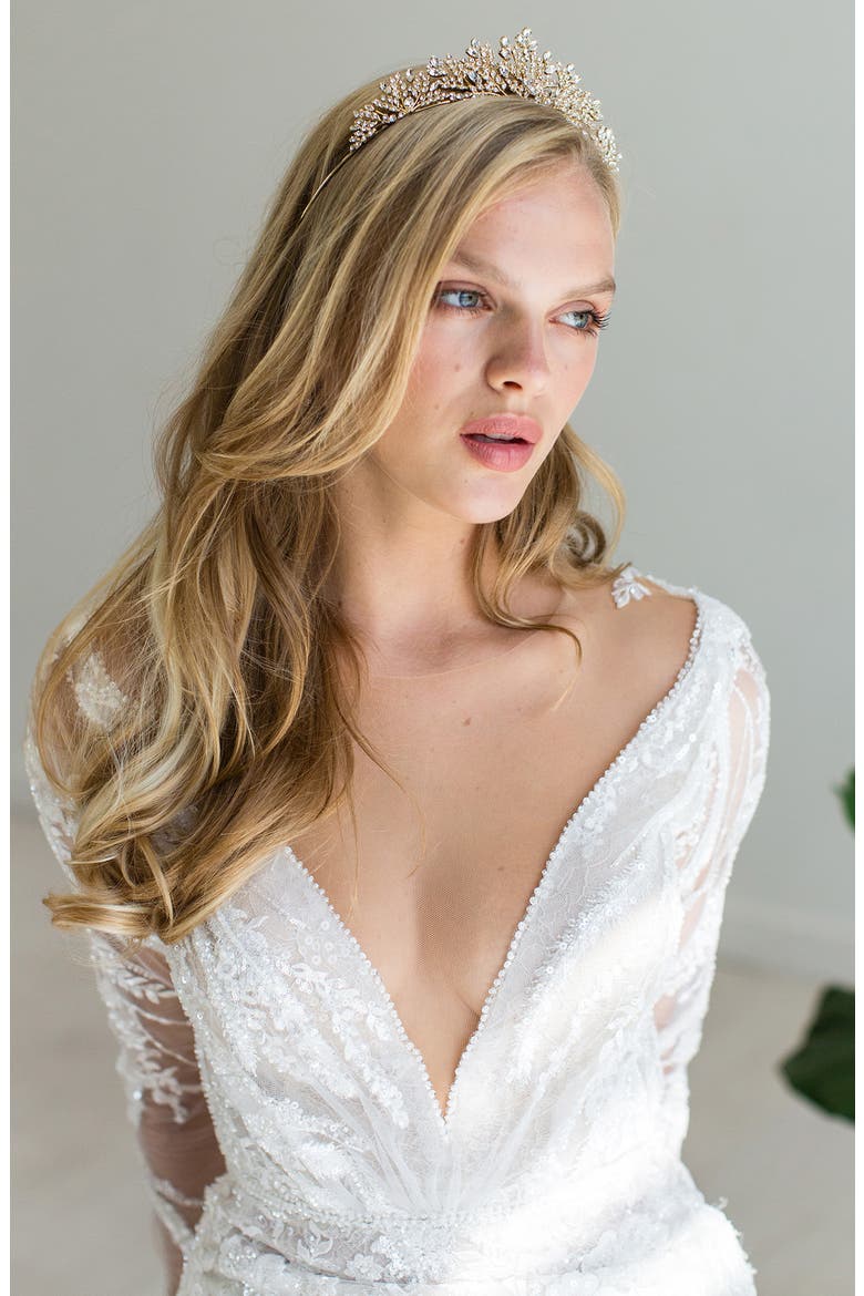 Karissa Crystal Crown (Nordstrom Exclusive), Alternate, color, GOLD