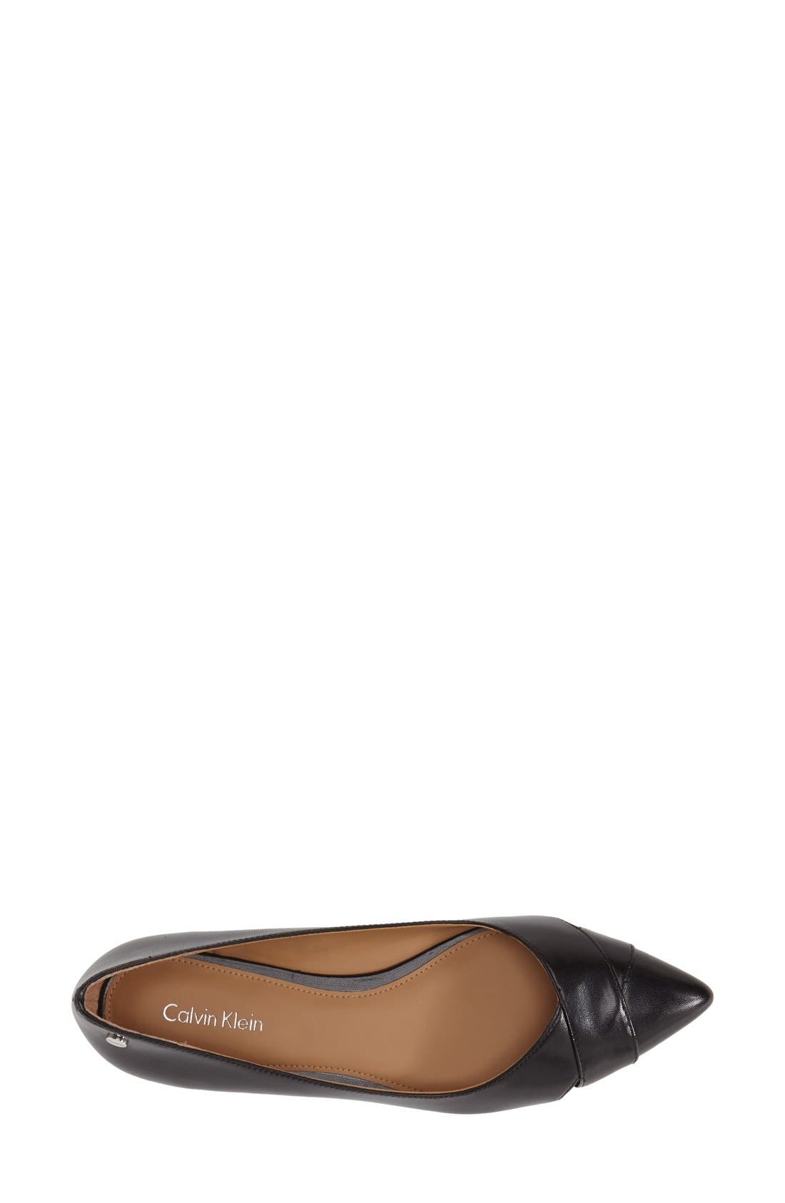 'Gailia' Leather Pointy Toe Flat, Alternate, color, BLACK LEATHER