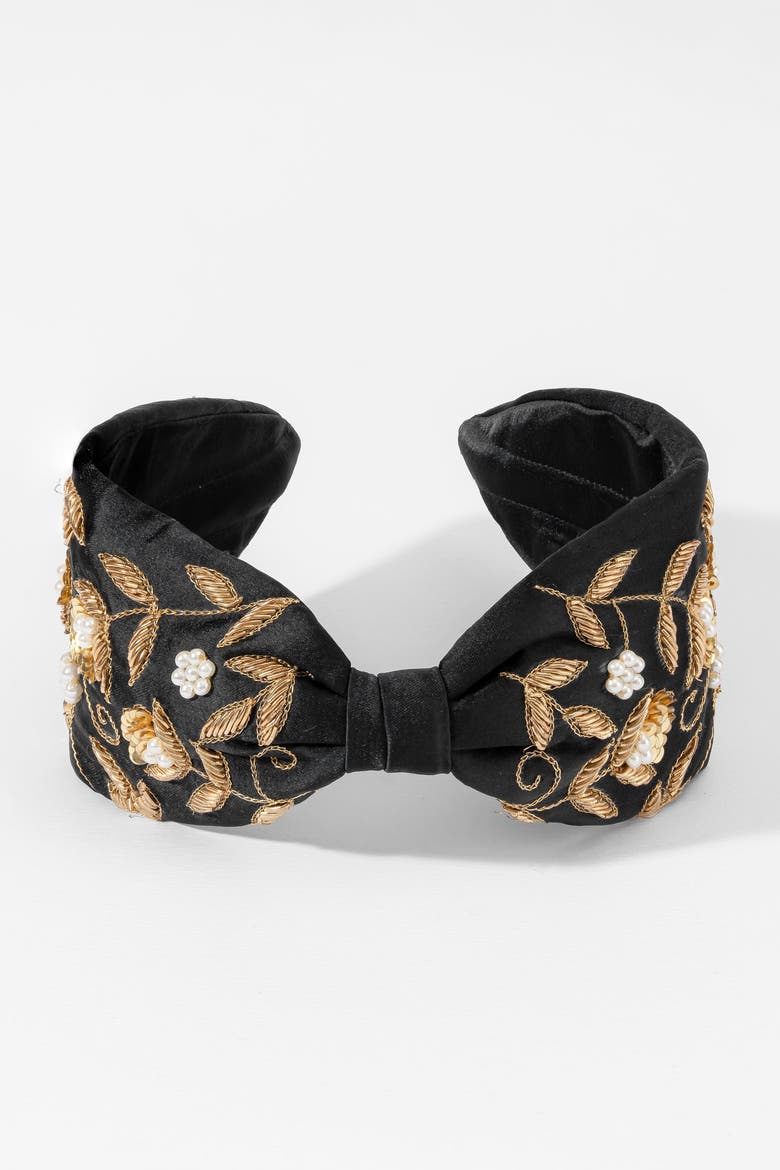 Midnight Bloom Embellished Headband, Alternate, color, Black