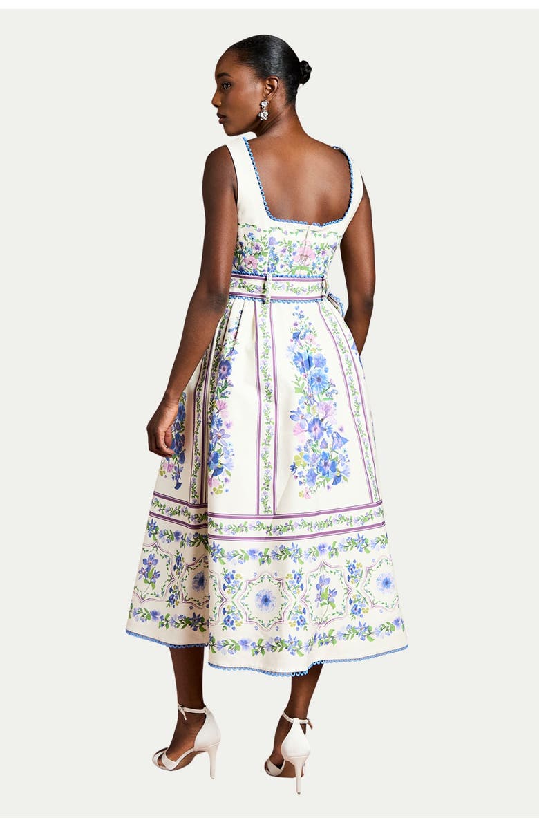 Coast Print Full Skirted Cotton Midi Dress, Alternate, color, Ivory