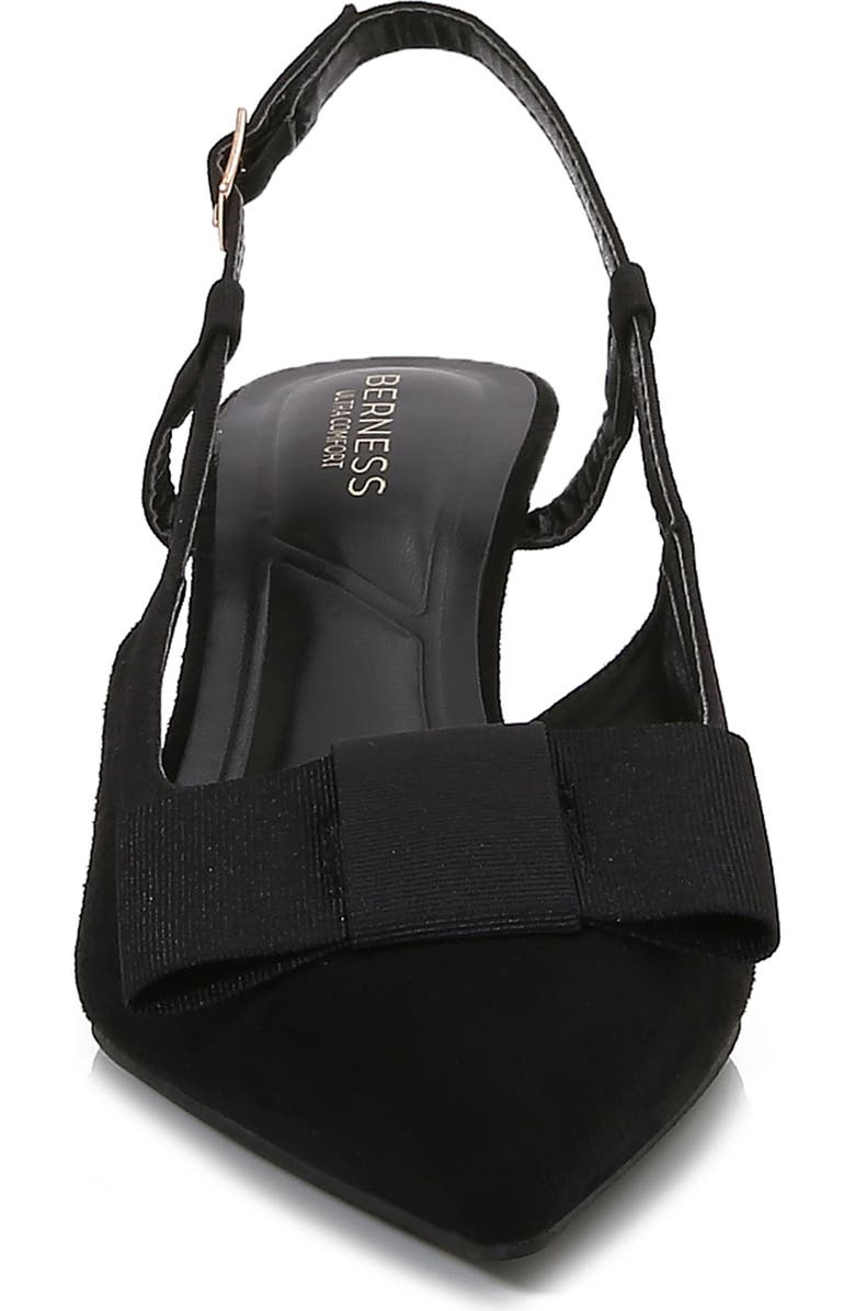 BERNESS June Bow Pointed Toe Slingback Kitten Heel Pump, Alternate, color, Black