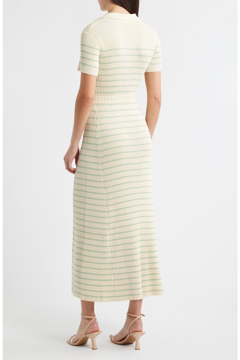 Stripe Ribbed Polo Sweater Dress, Alternate, color, IVORY/ MINT
