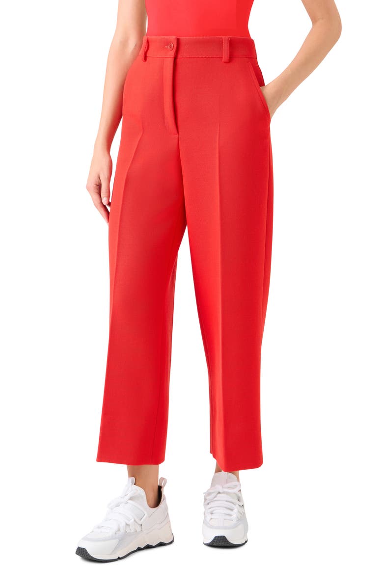 Akris punto Wool Gabardine Ankle Pants, Alternate, color, Bright Red