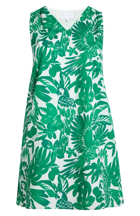 Masey Tropical Lerry Cotton Shift Minidress (Plus)