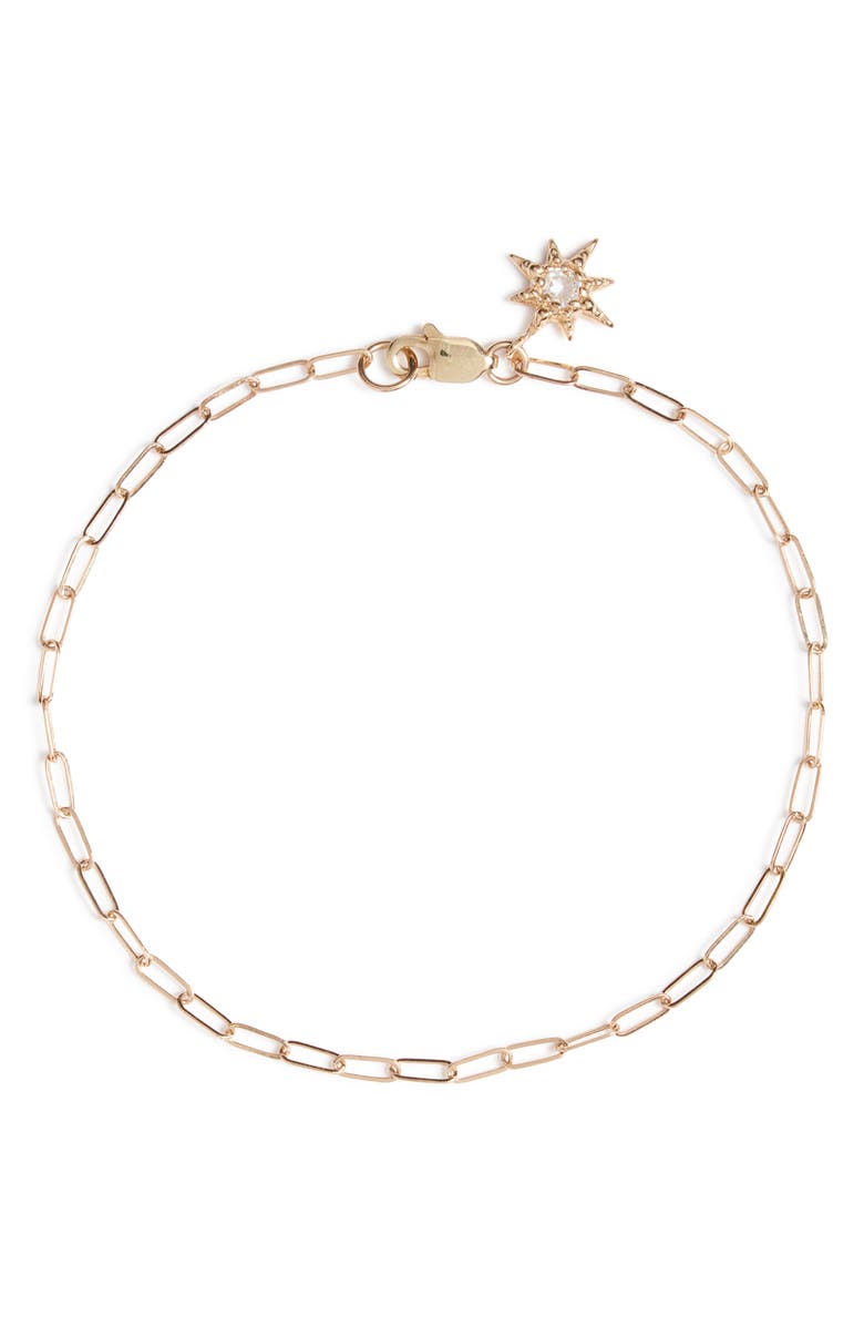 Anzie Classique Paper Clip Starburst Bracelet, Main, color, Yellow Gold