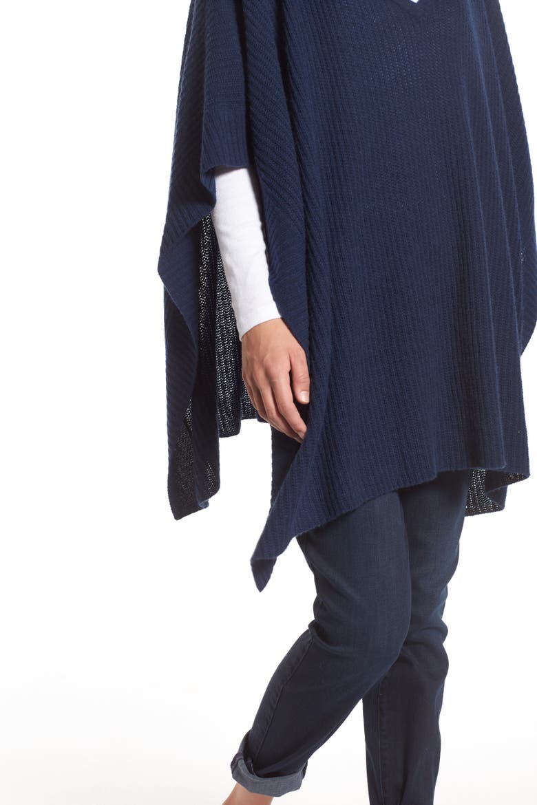 Cashmere Poncho, Alternate, color, NAVY NIGHT