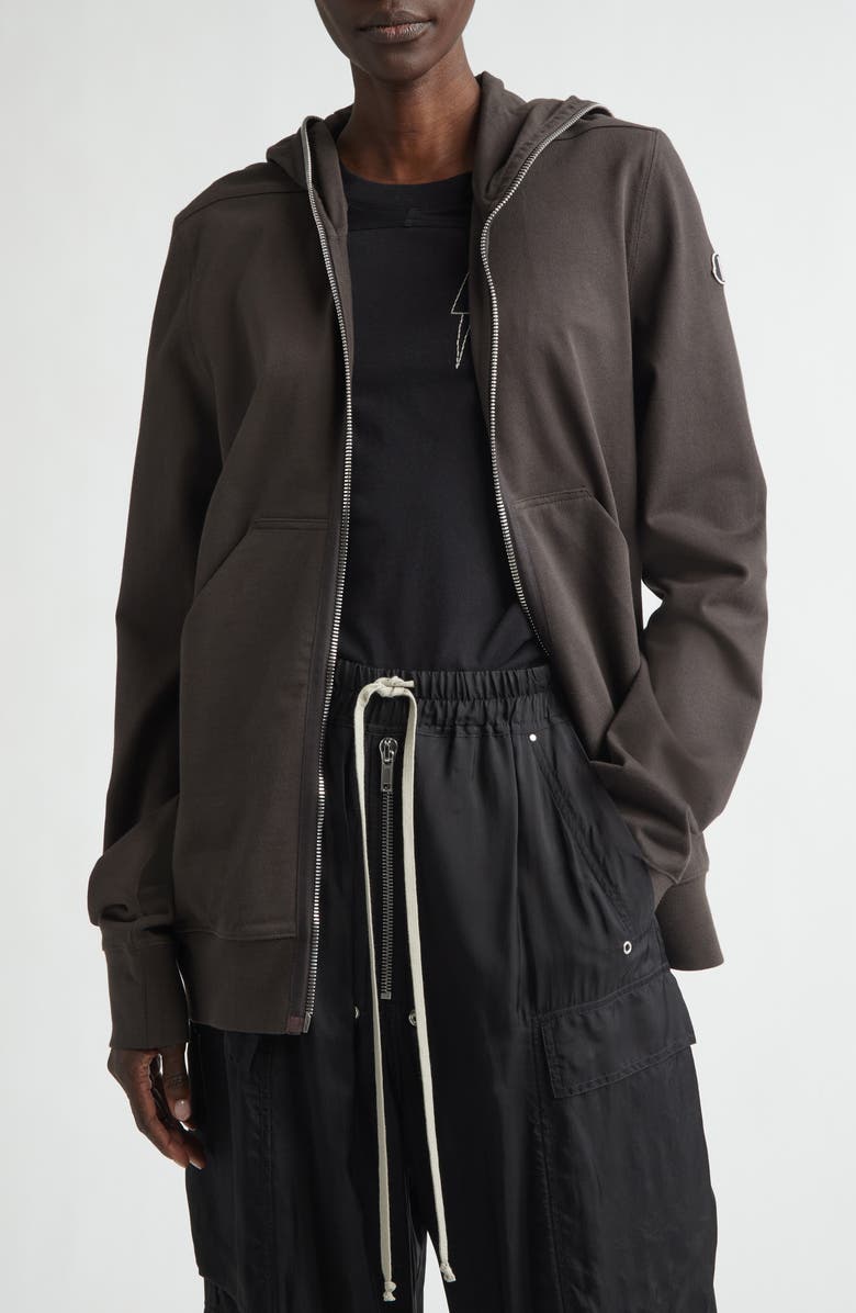 Moncler Cotton Zip Hoodie, Main, color, Brown