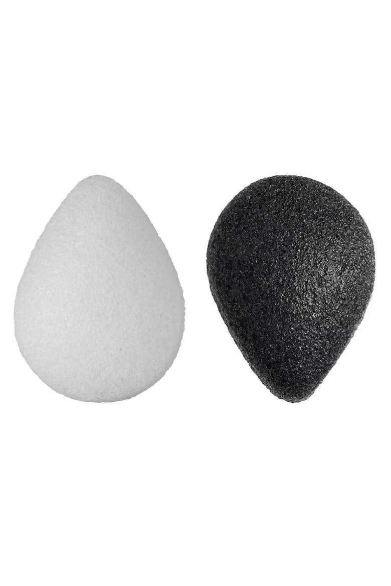Natural Facial Konjac Sponge Duo Set, Main, color, Black and White