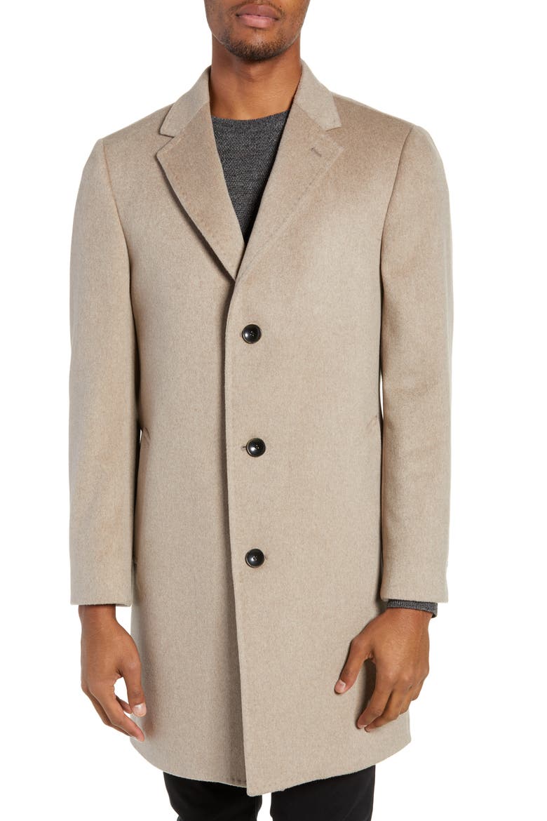 Darien Solid Cashmere Overcoat, Alternate, color, CAMEL