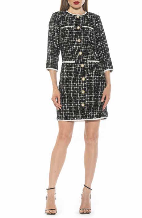 Alexia Admor Kairo Button Front Tweed Sheath Dress