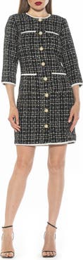 Alexia Admor Kairo Button Front Tweed Sheath Dress