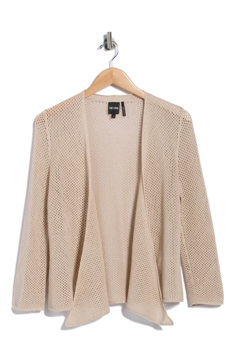 Open Stitch 4-Way Cotton Blend Cardigan, Alternate, color, CHAMOIS