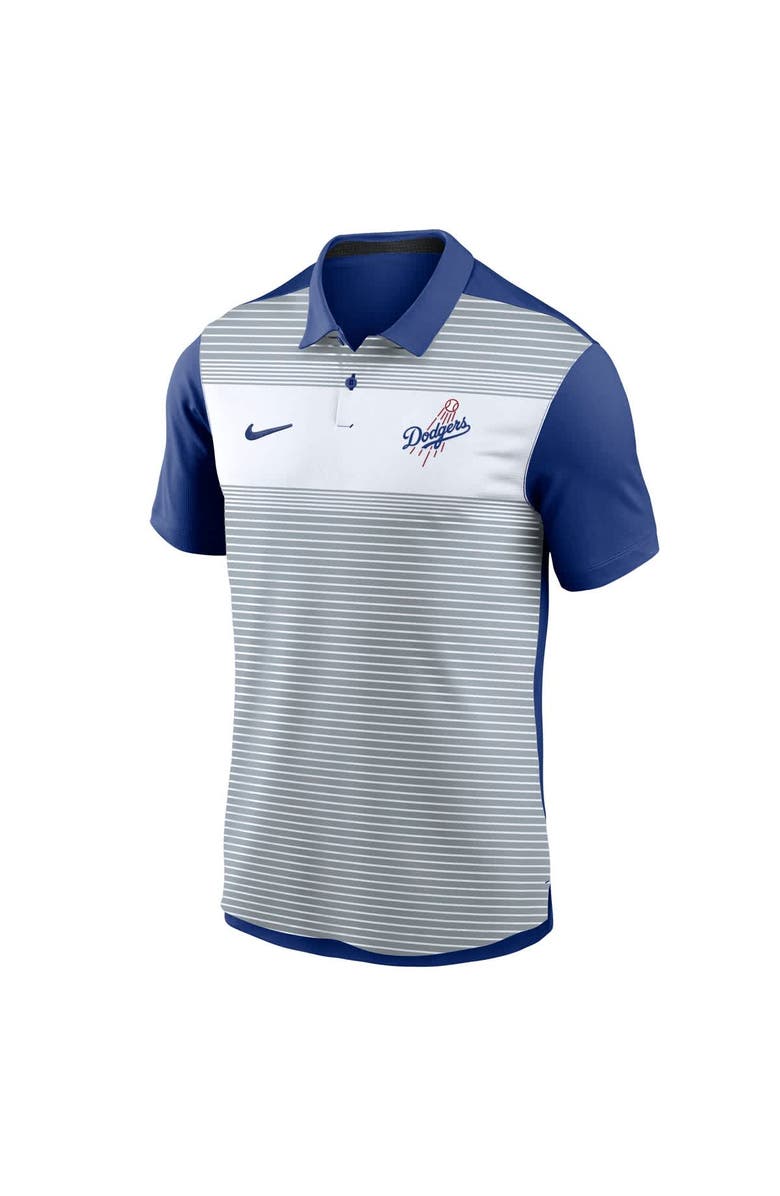 Nike Men's Nike White/Royal Los Angeles Dodgers Vapor Striped Performance Polo, Alternate, color, 