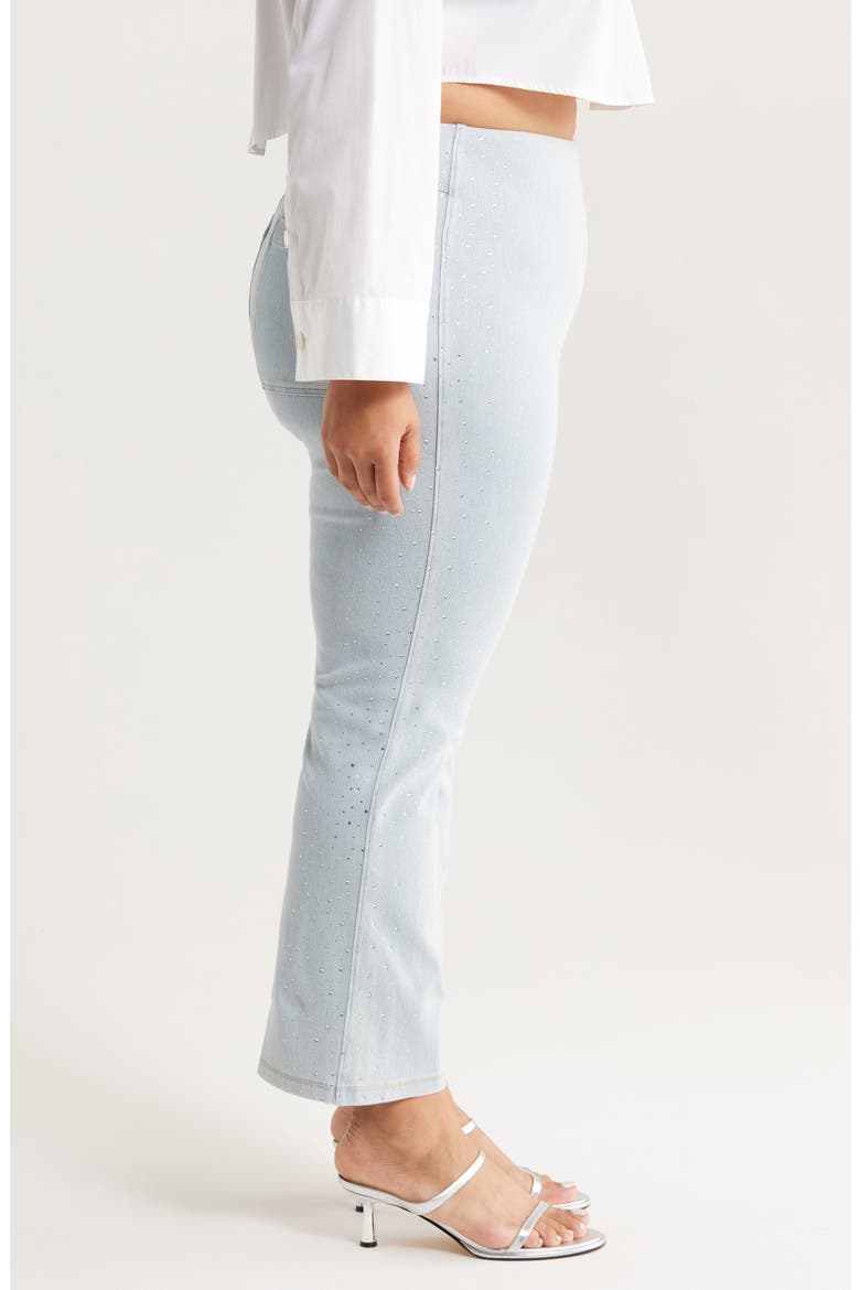 Crystal Embellished Pull-On Baby Bootcut Ankle Jeans, Alternate, color, TINTED BLUE