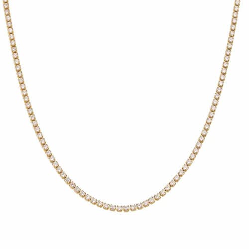 Hollywood Sensation Moonlit Tennis Necklace With Aaaaa Cubic Zirconia In Gold