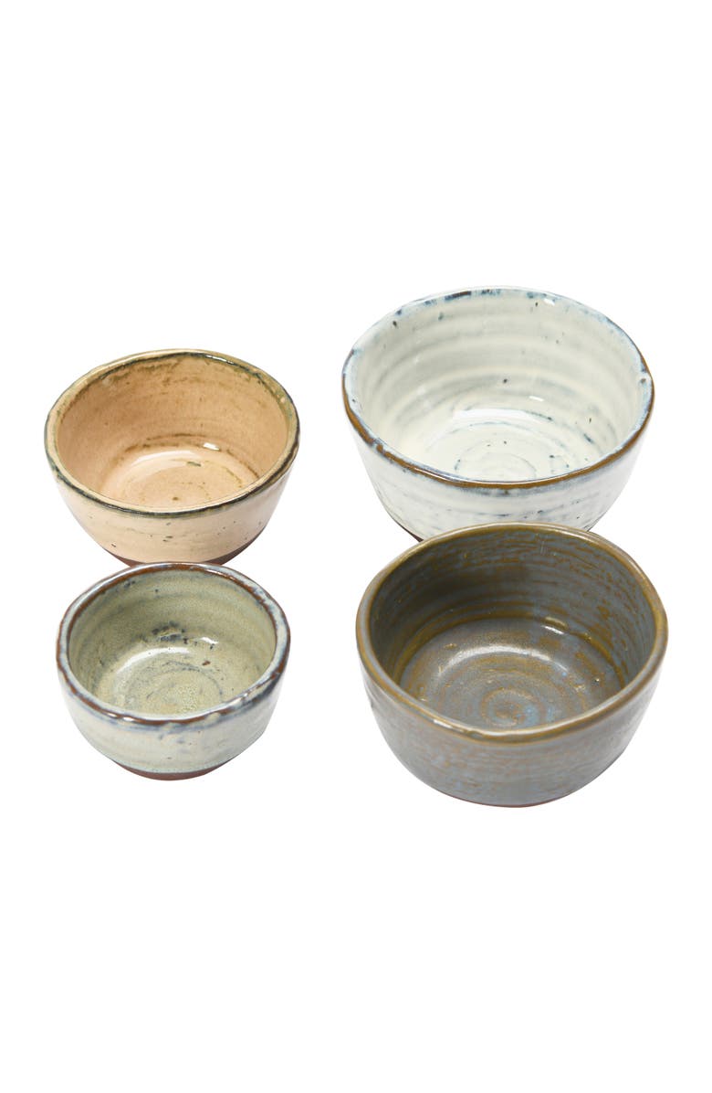 Storied Home Stoneware Bowls with Reactive Glaze Finish, Set of 4, Alternate, color, Grey