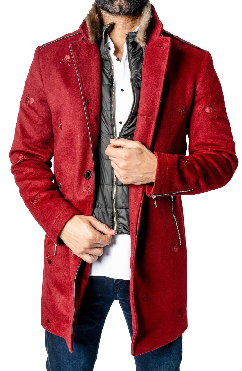 Maceoo Captainskull Embroidered Peacoat, Alternate, color,