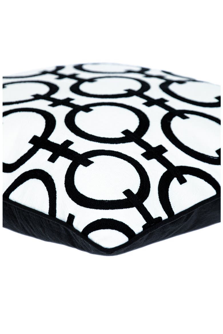 Rounder Embroidered Throw Pillow, Alternate, color, BLACK