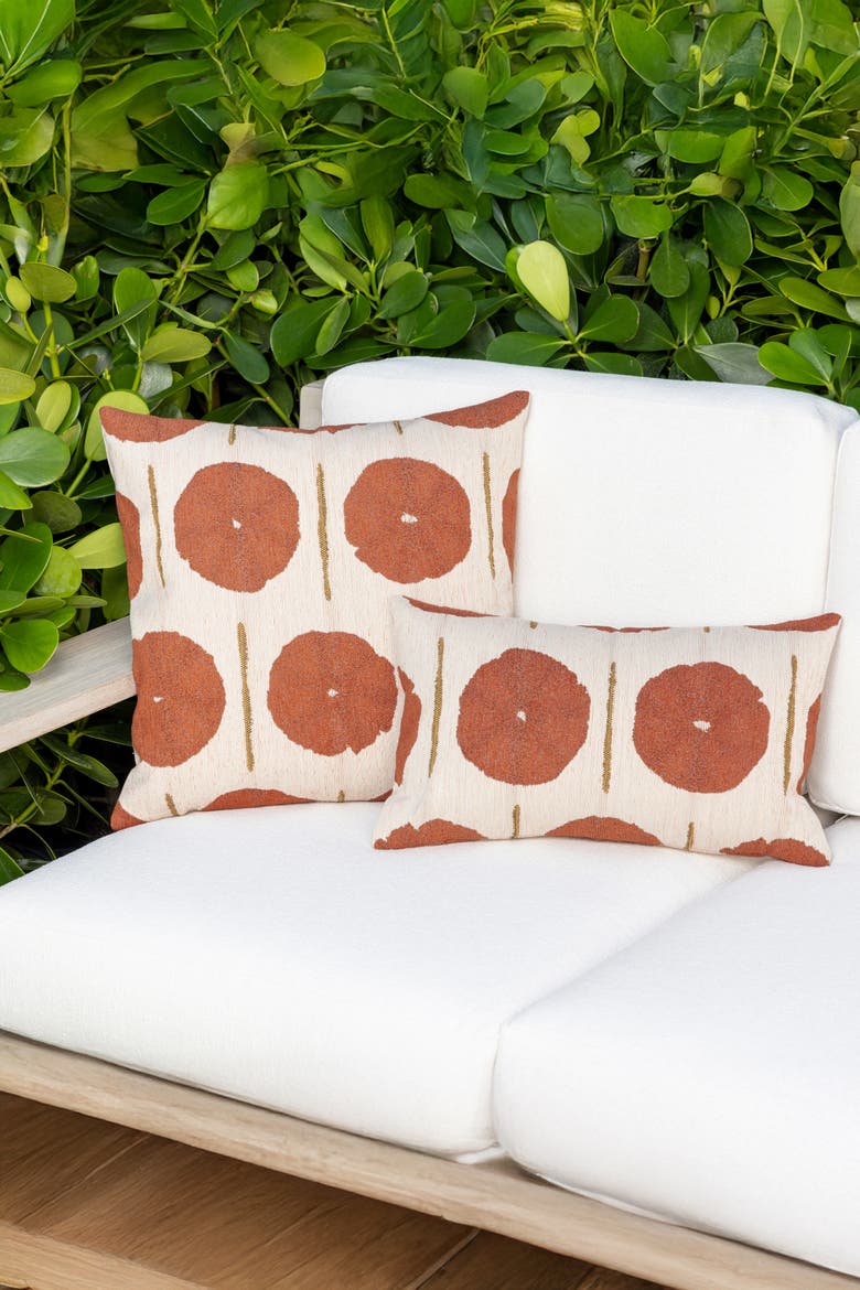 Solstice Jacquard Indoor & Outdoor Woven Accent Pillow, Alternate, color, Papaya