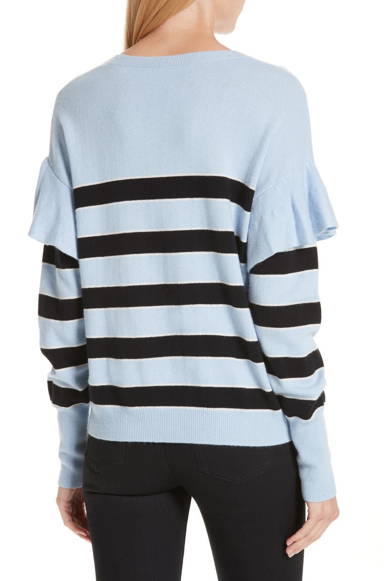 Olivia Ruffle Stripe Sweater, Alternate, color, SKY/ BLACK