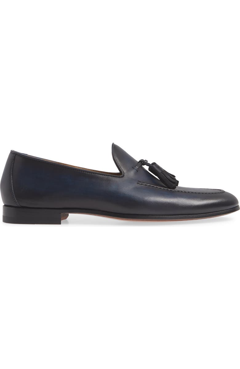 Magnanni Tavares Tassel Loafer, Alternate, color, Navy Leather