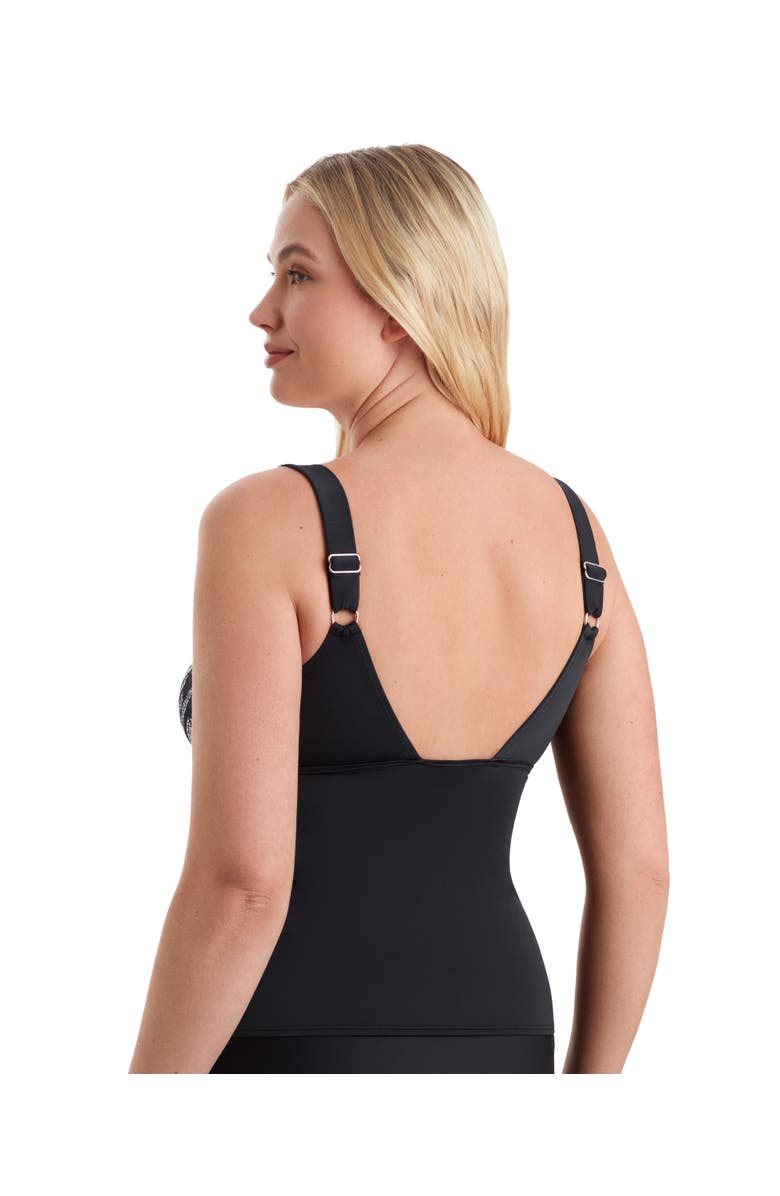 ShapeSolver Sport Scoopneck Chlorine Resistant Tankini Swimsuit Top, Alternate, color, Herringbone Shift