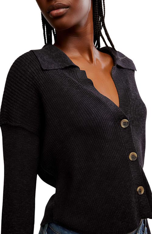 Free People Ella Button-up Sweater In Black