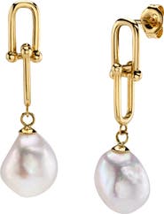The Pearl Source White Freshwater Baroque Pearl Kira Earrings